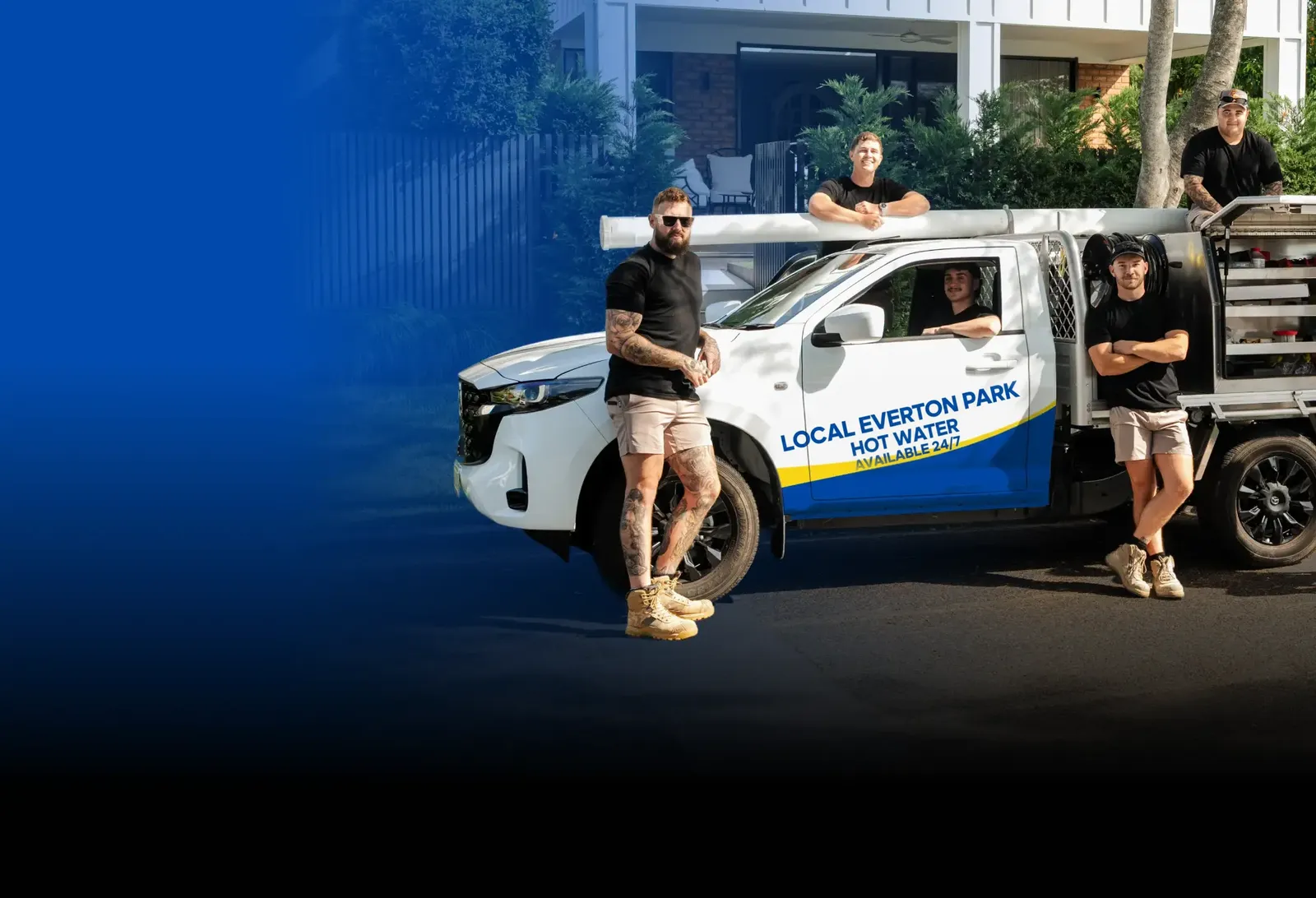 Local Everton Park Hot Water team with the ute